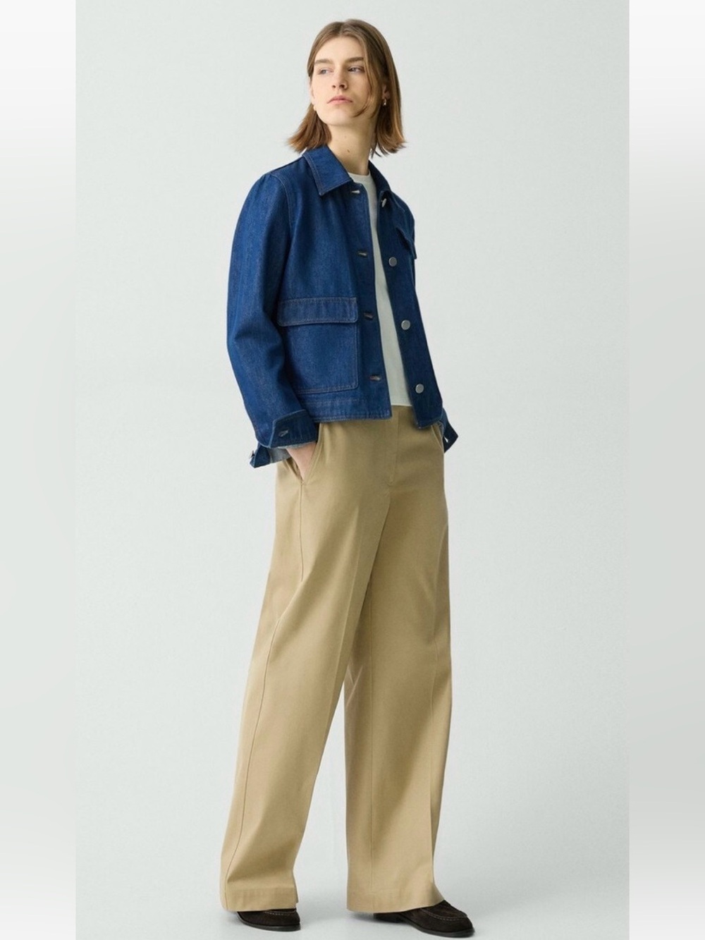 THEORY Relaxed Cotton Chino Pant in Trench Size 14